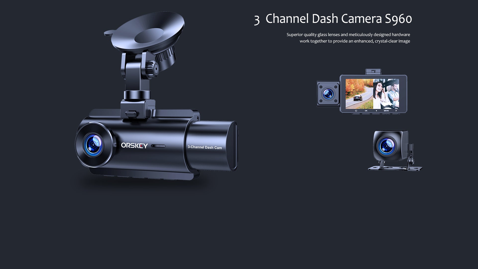 ORSKEY Dashcam Voiture Avant et Arrière 1080P HD Camera Embarquée